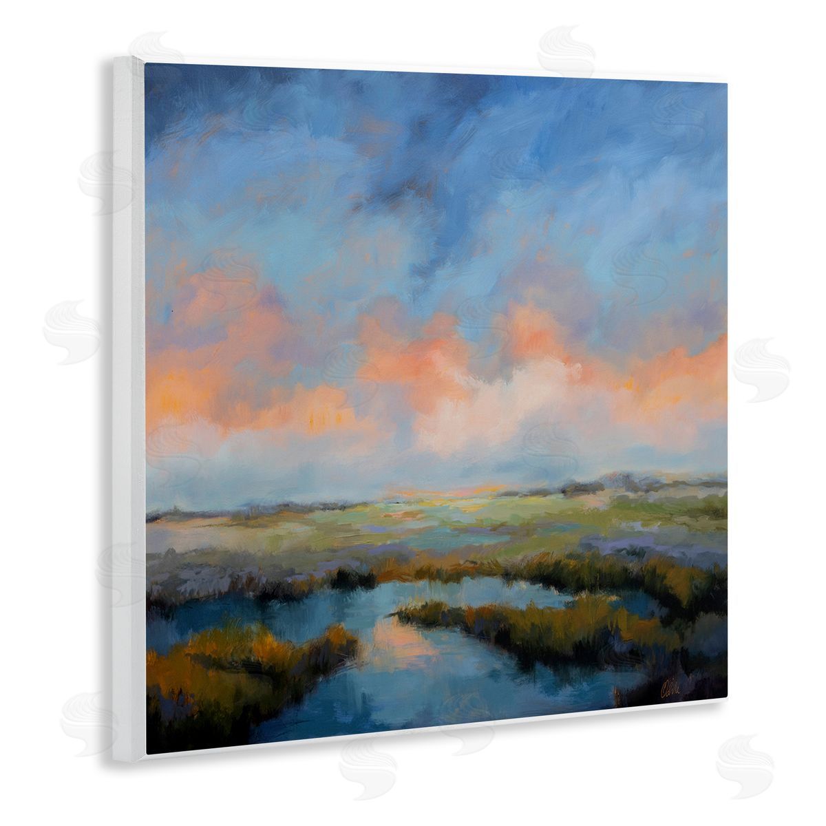 Pastel Cloud Reflection Wood Plaque Wall Art, Home Decor by Odile