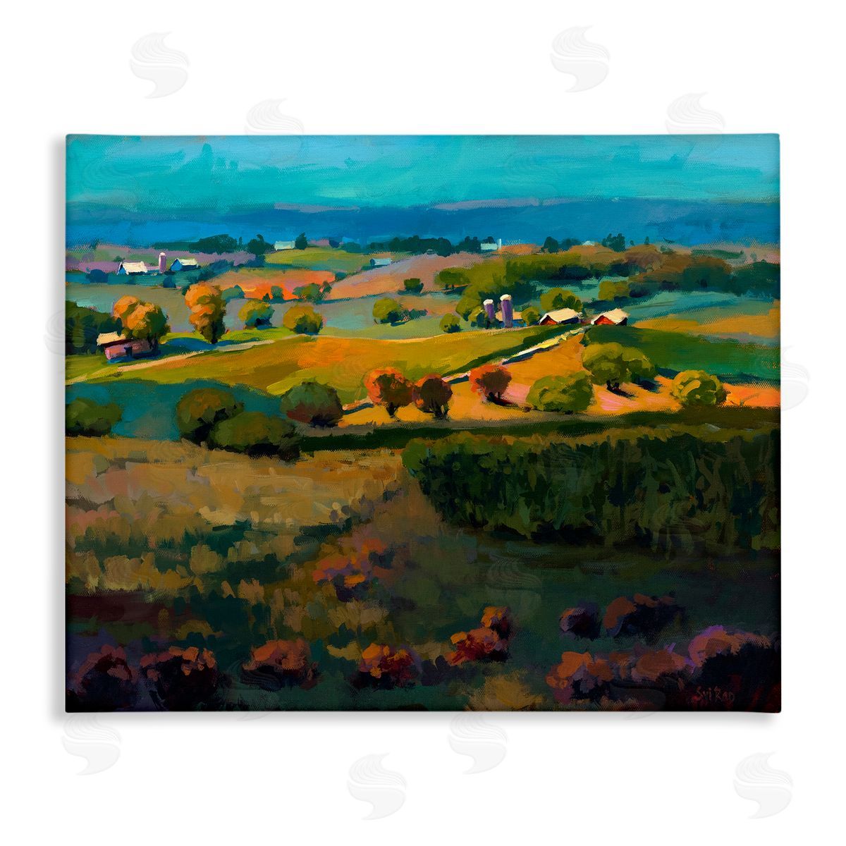 Countryside Farms Landscape Canvas Wall Art, Home Decor by Sri Rao