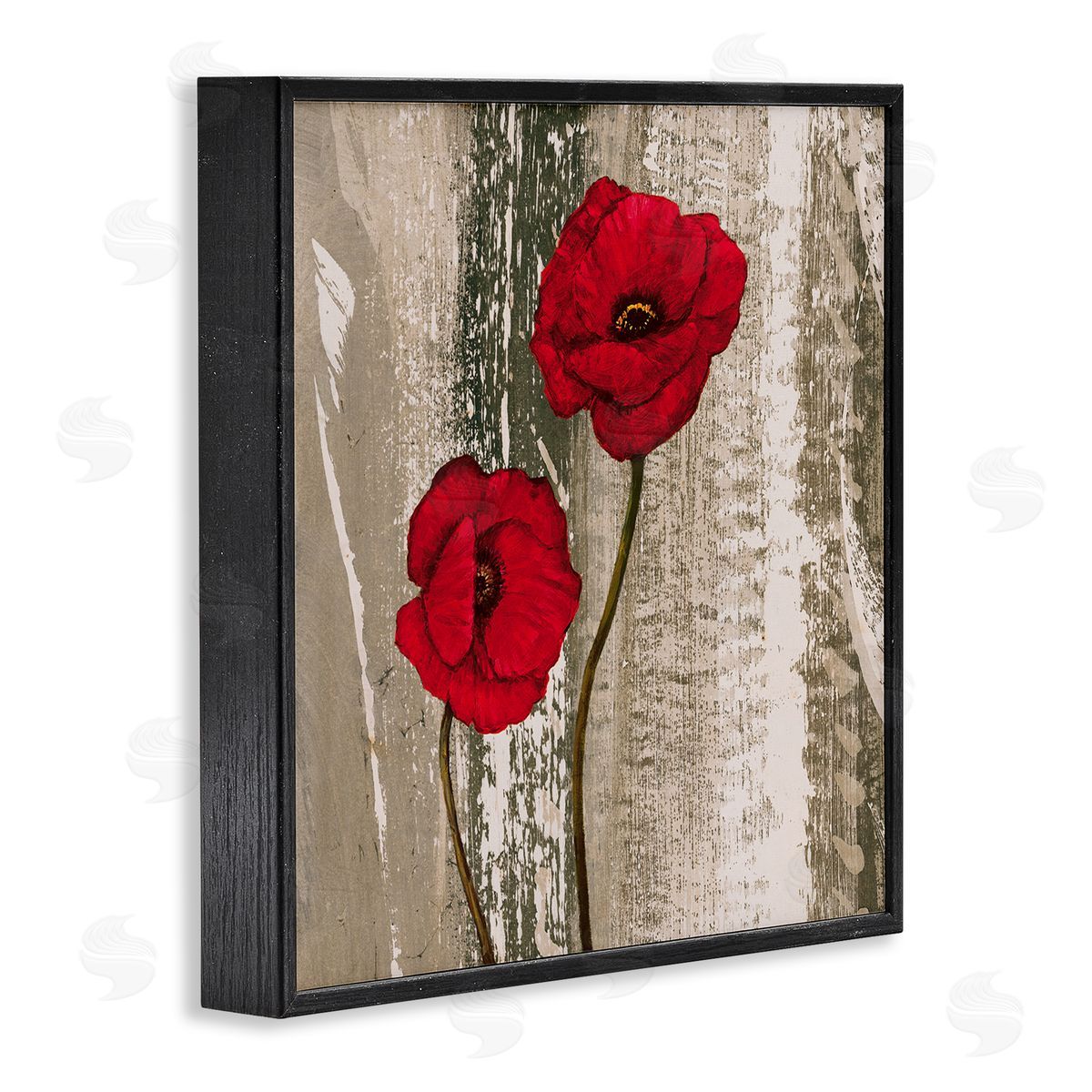 Rustic Red Anemones Black Frame Print Wall Art, Home Decor by Brian Foster
