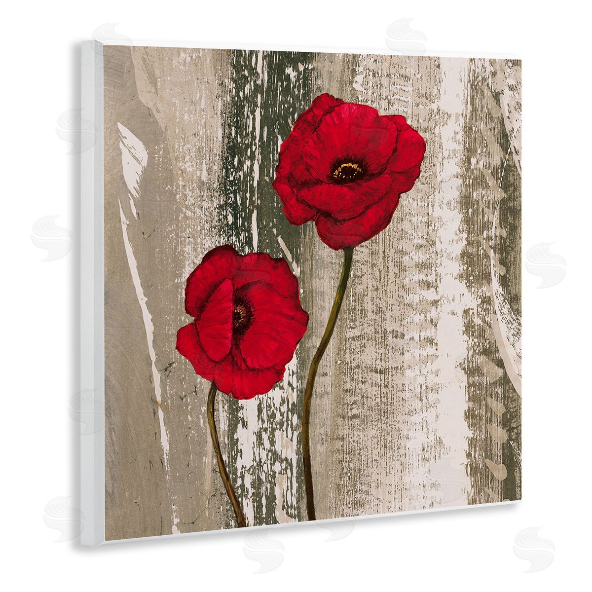 Rustic Red Anemones Wood Plaque Wall Art, Home Decor by Brian Foster
