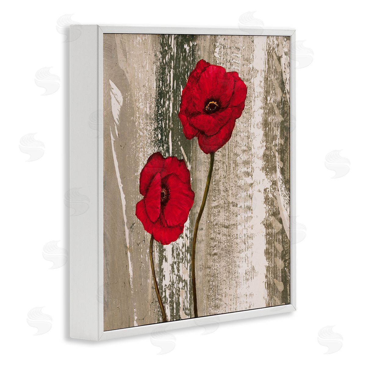 Rustic Red Anemones White Frame Print Wall Art, Home Decor by Brian Foster