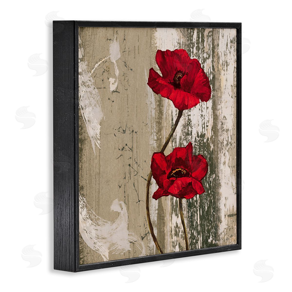 Red Anemones Duo Black Frame Print Wall Art, Home Decor by Brian Foster
