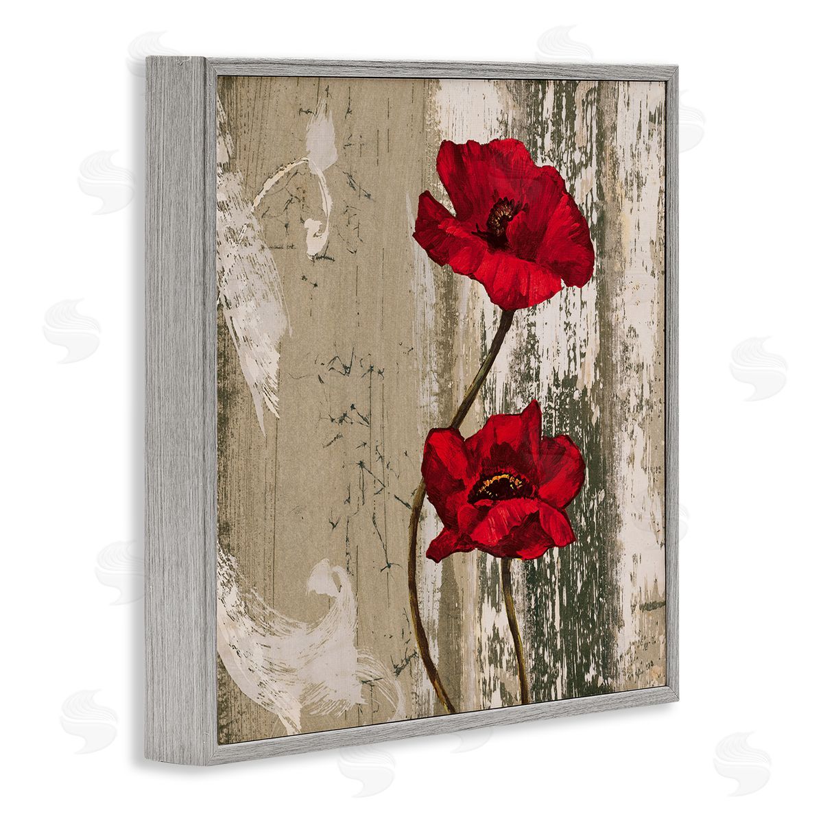 Red Anemones Duo Grey Frame Print Wall Art, Home Decor by Brian Foster