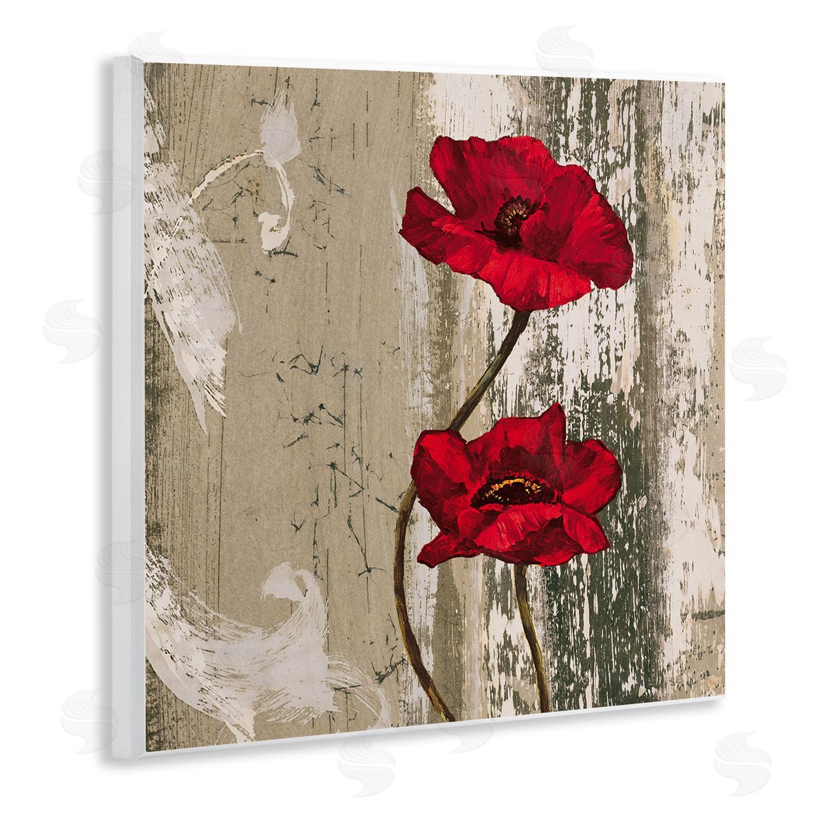 Red Anemones Duo Wood Plaque Wall Art, Home Decor by Brian Foster