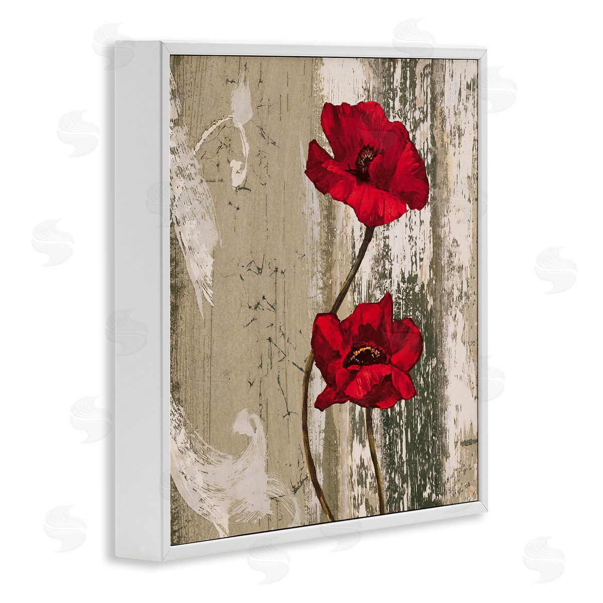 Red Anemones Duo White Frame Print Wall Art, Home Decor by Brian Foster