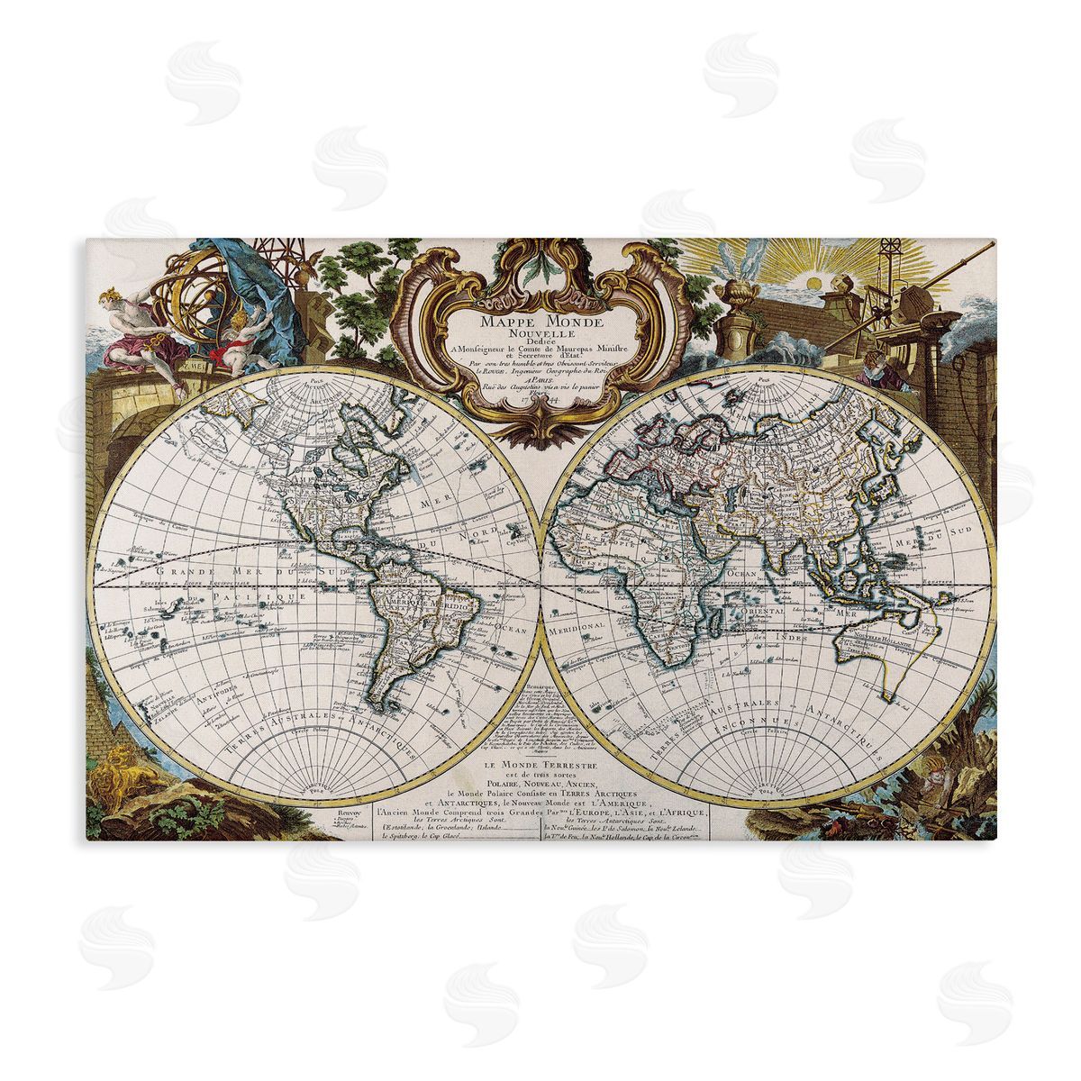 Classic Inspired World Map Canvas Wall Art, Home Decor by Chris Donovan