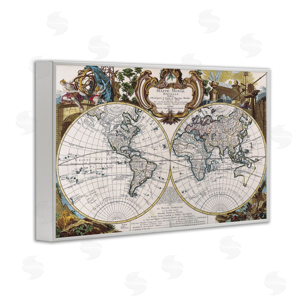 Classic Inspired World Map White Frame Print Wall Art, Home Decor by Chris Donovan