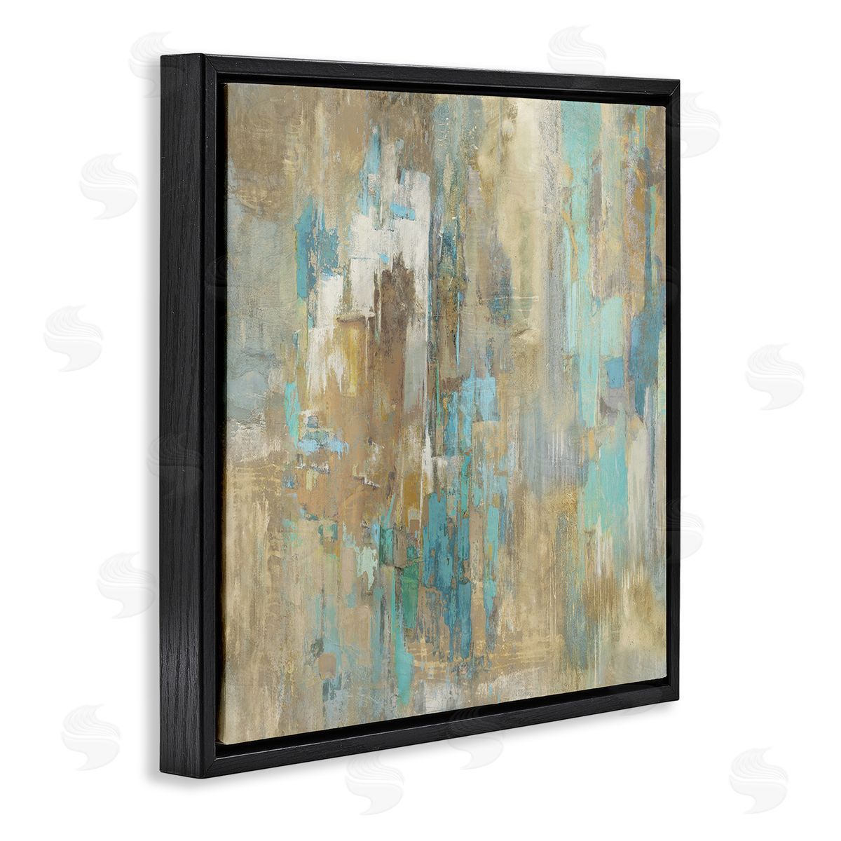 Complex Abstract with Blue Black Floating Frame Canvas Wall Art, Home Decor by Justin Turner