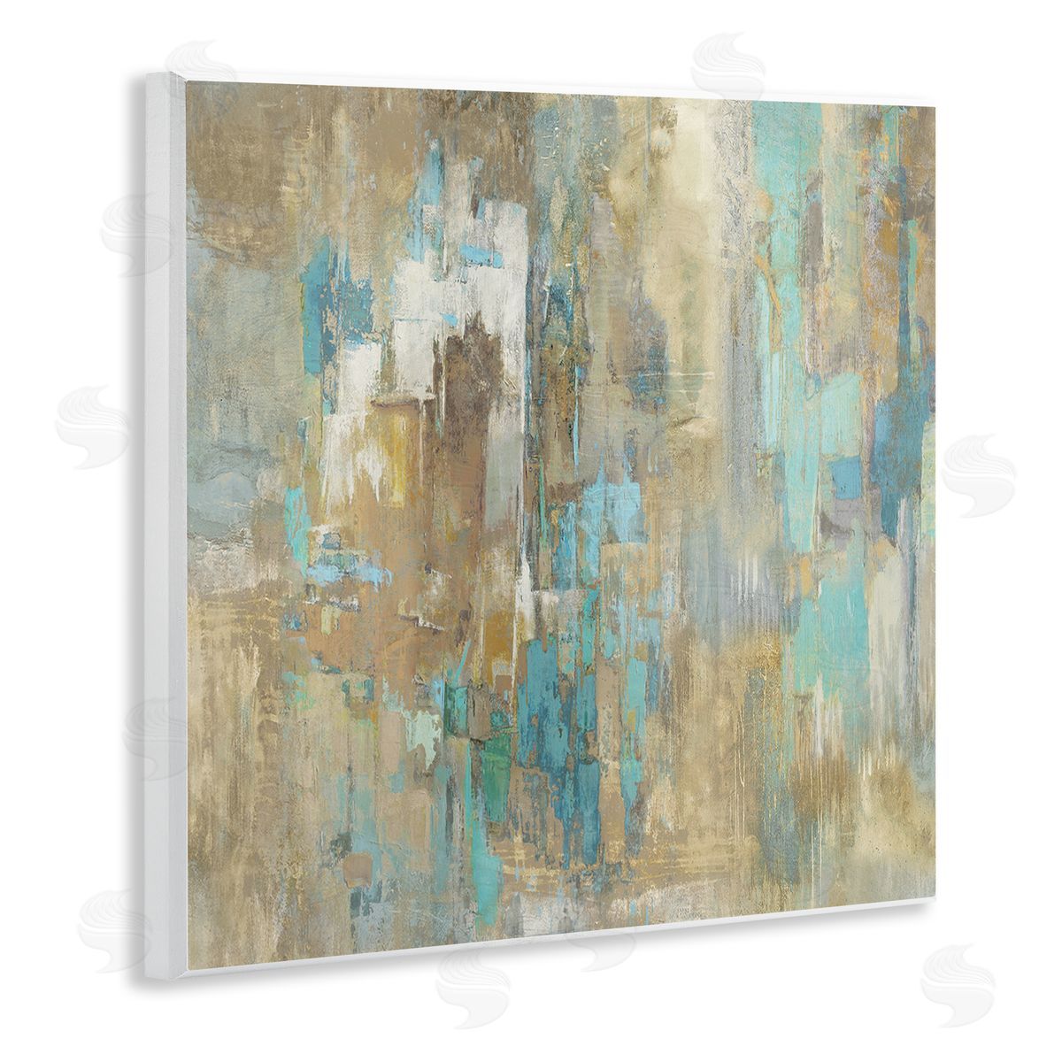 Complex Abstract with Blue Wood Plaque Wall Art, Home Decor by Justin Turner