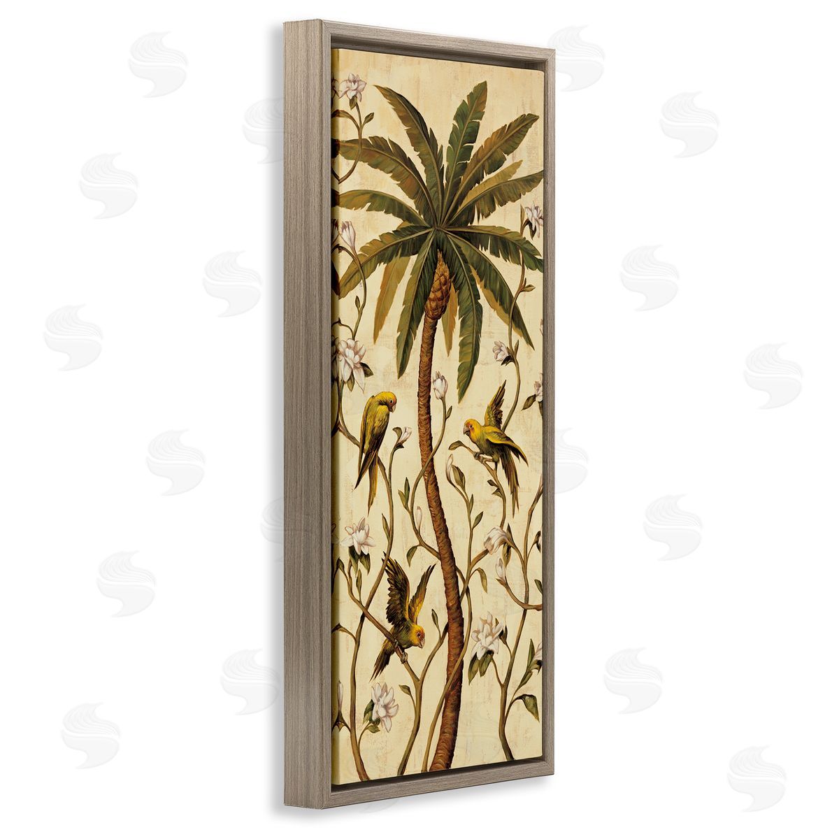 Parrots & Jungle Botanics Brown Floating Frame Canvas Wall Art, Home Decor by Rodolfo Jimenez