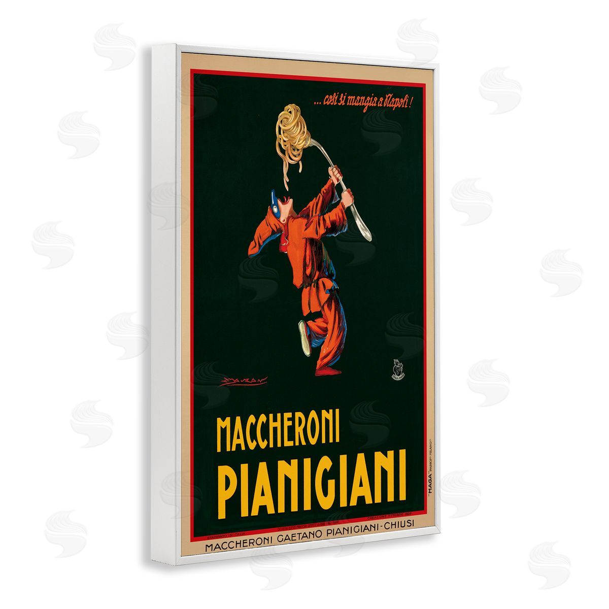 Maccheroni Vintage Ad White Frame Print Wall Art, Home Decor by Vintage Poster