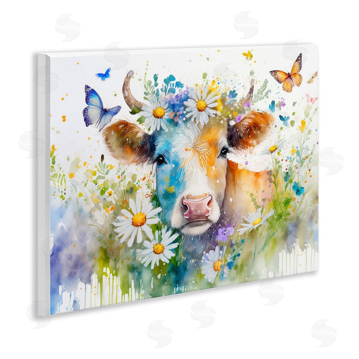 Modern Cottage Cow Wood Plaque Wall Art, Home Decor by Alina Georgescu