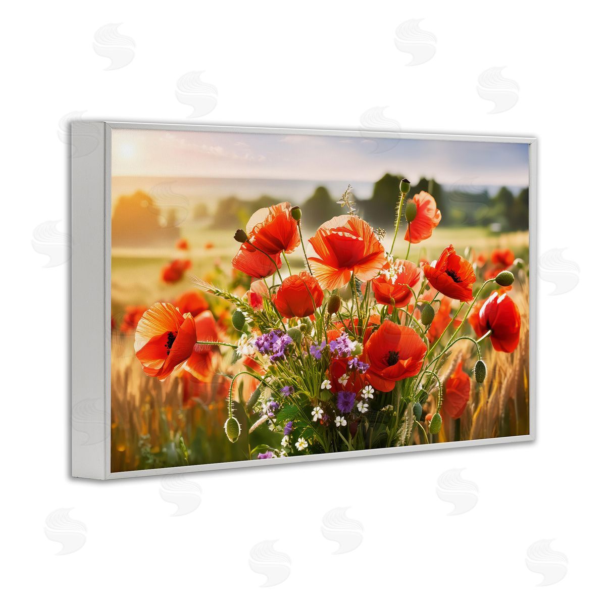 Bright Sunlit Spring Meadow White Frame Print Wall Art, Home Decor by Alina Georgescu