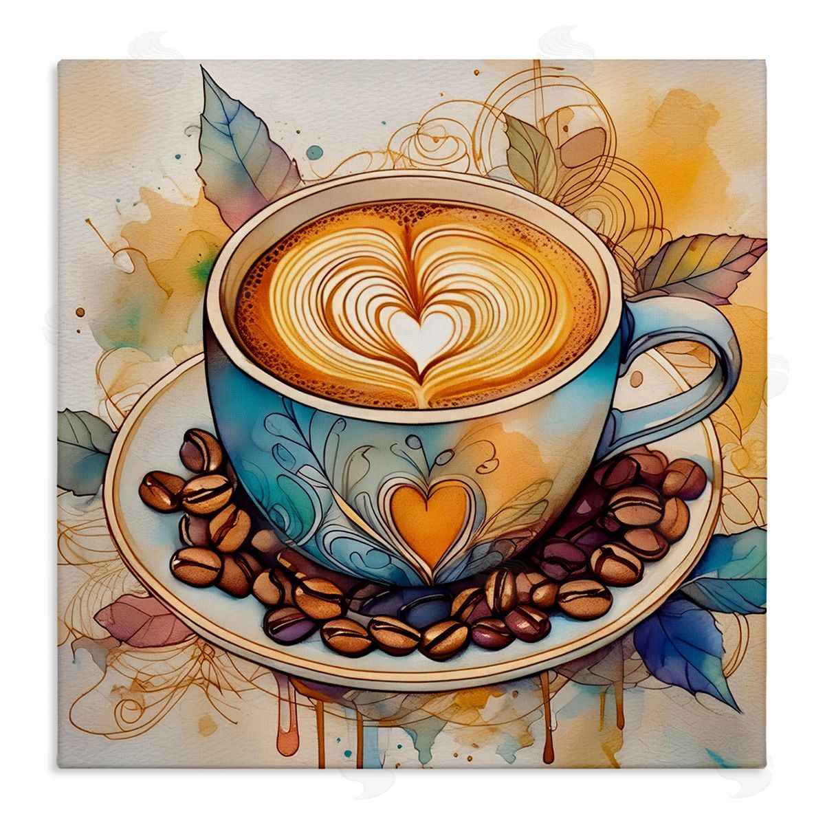 Modern Café Latte Canvas Wall Art, Home Decor by Alina Georgescu