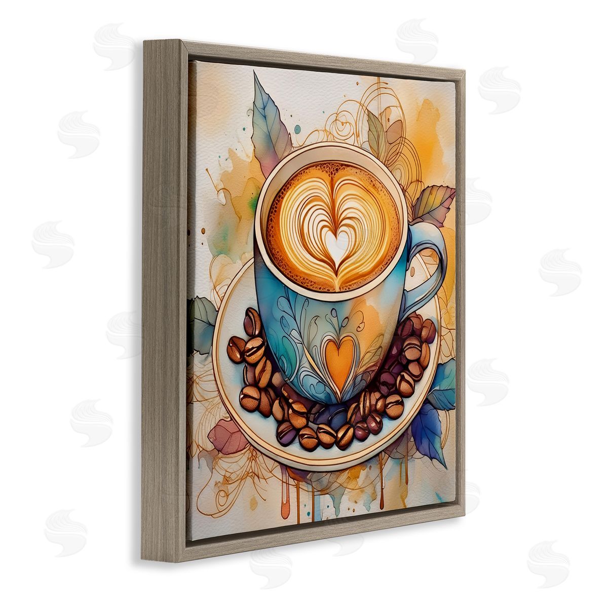 Modern Café Latte Brown Floating Frame Canvas Wall Art, Home Decor by Alina Georgescu