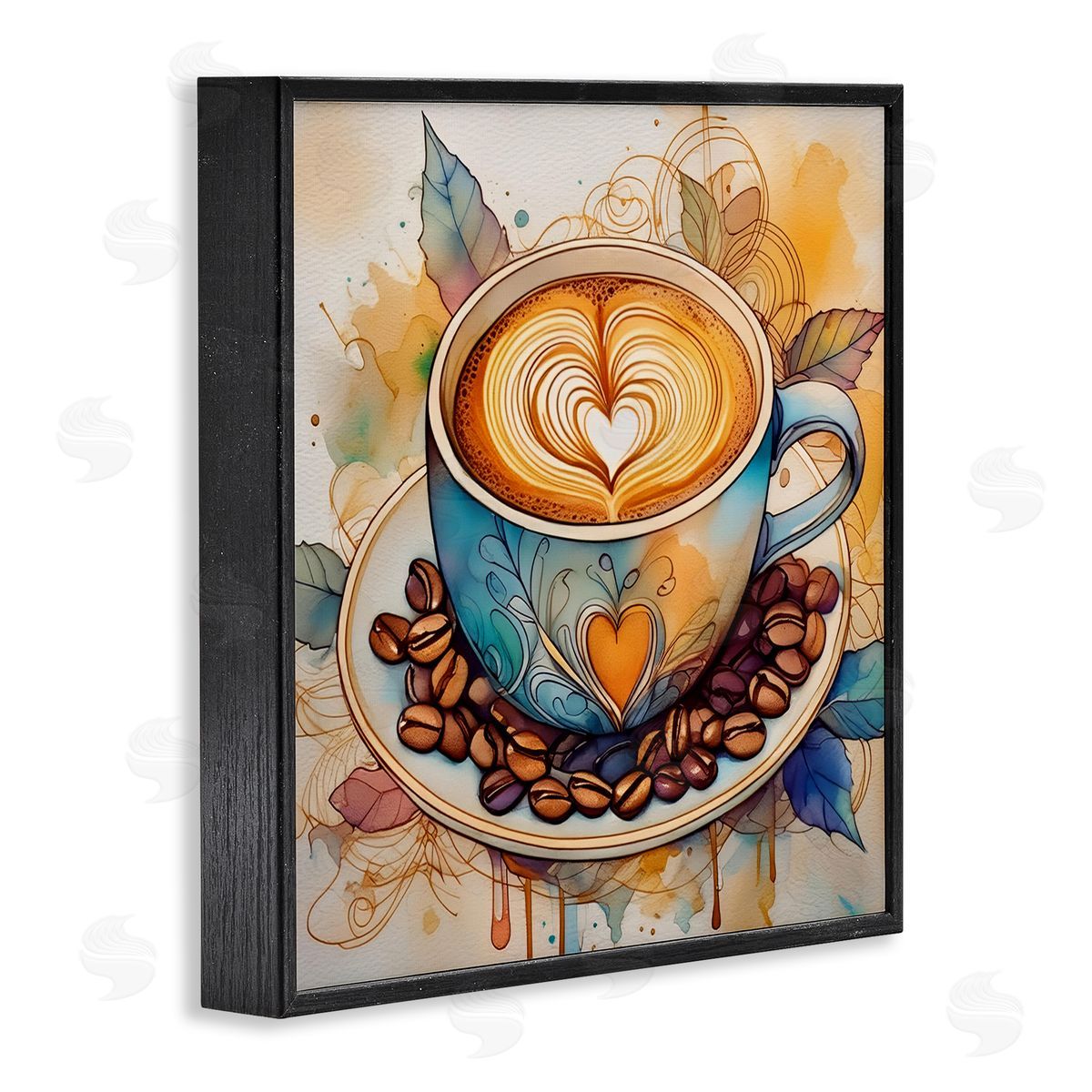 Modern Café Latte Black Frame Print Wall Art, Home Decor by Alina Georgescu