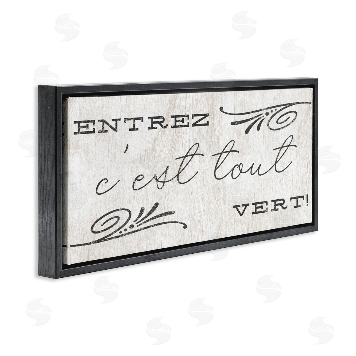 French Come In Phrase Black Floating Frame Canvas Wall Art, Home Decor by Stupell Studio