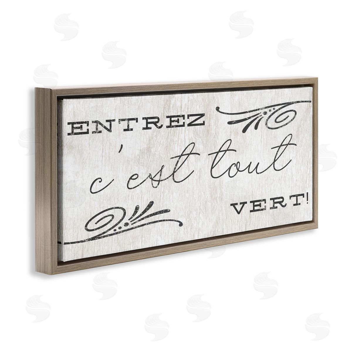 French Come In Phrase Brown Floating Frame Canvas Wall Art, Home Decor by Stupell Studio