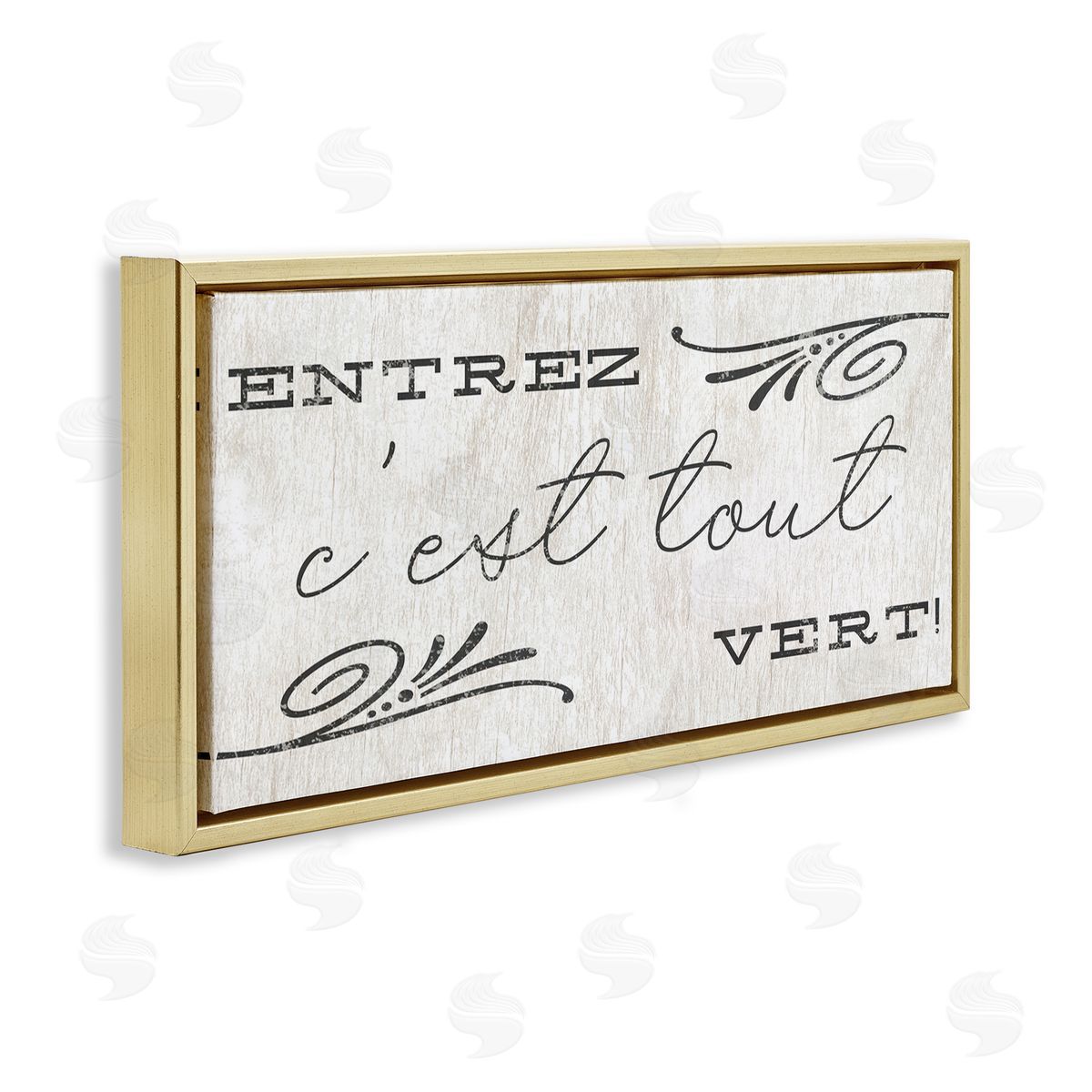 French Come In Phrase Gold Floating Frame Canvas Wall Art, Home Decor by Stupell Studio