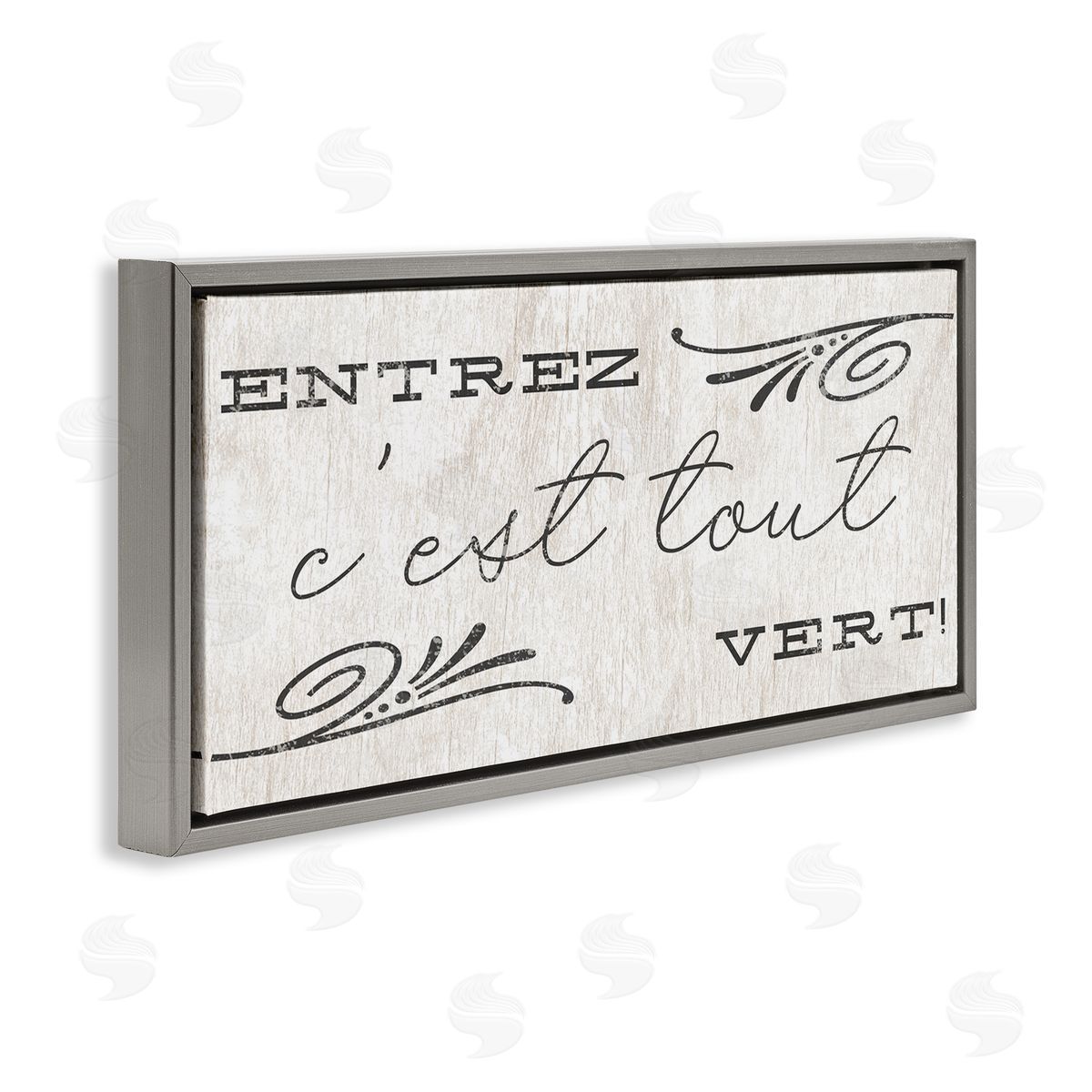 French Come In Phrase Grey Floating Frame Canvas Wall Art, Home Decor by Stupell Studio