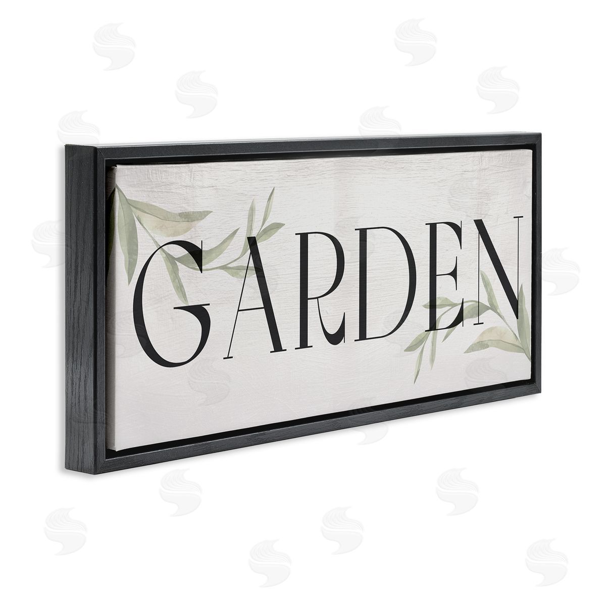 Garden with Plant Sprigs Black Floating Frame Canvas Wall Art, Home Decor by Stupell Studio
