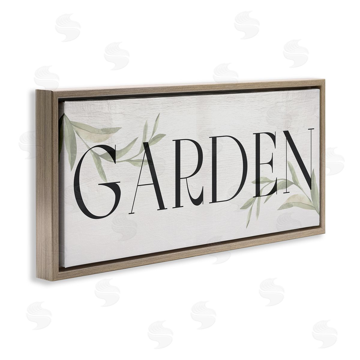 Garden with Plant Sprigs Brown Floating Frame Canvas Wall Art, Home Decor by Stupell Studio