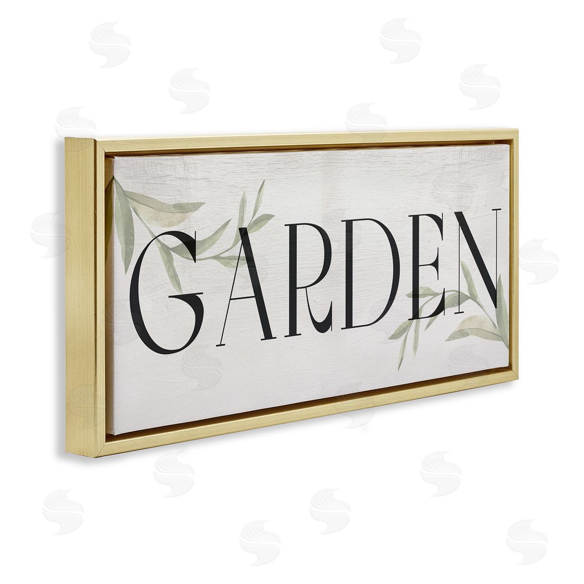 Garden with Plant Sprigs Gold Floating Frame Canvas Wall Art, Home Decor by Stupell Studio