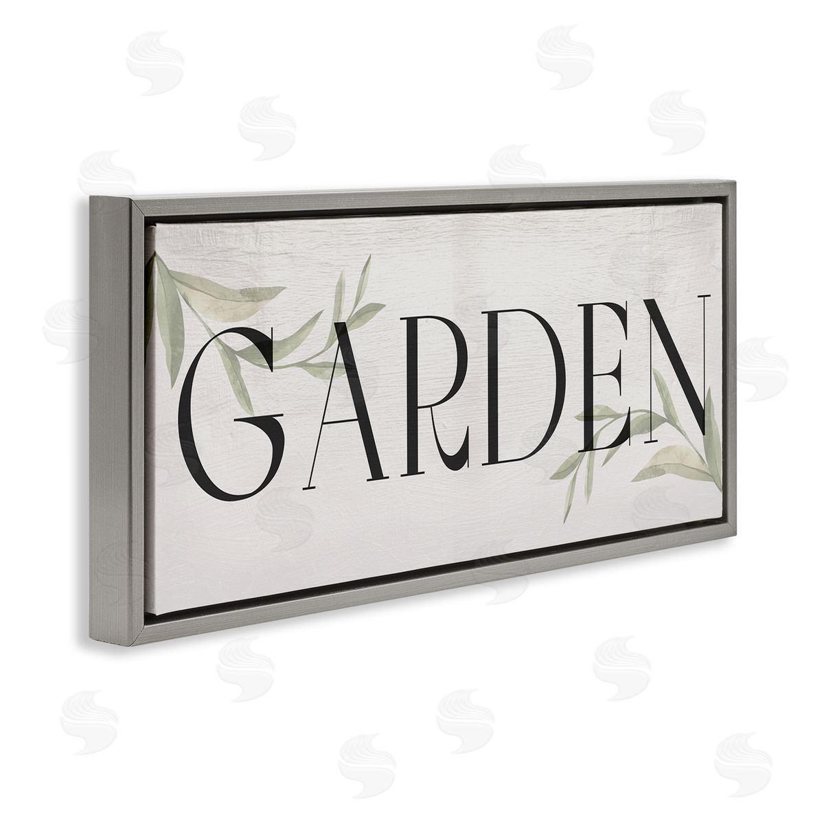 Garden with Plant Sprigs Grey Floating Frame Canvas Wall Art, Home Decor by Stupell Studio