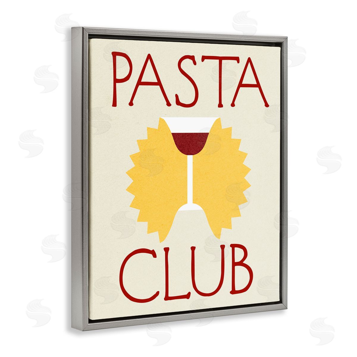 Pasta Club with Wine Grey Floating Frame Canvas Wall Art, Home Decor by Stupell Studio