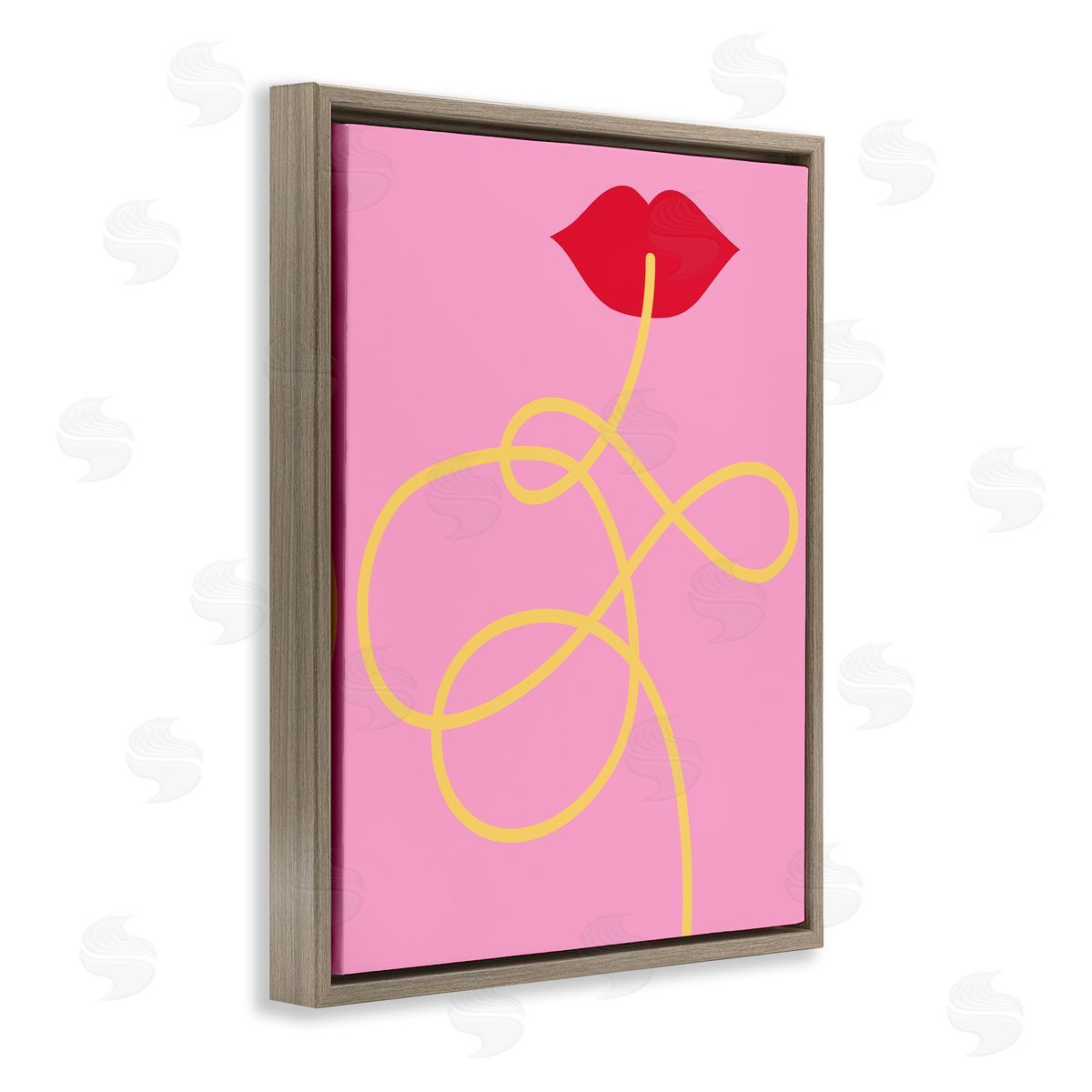 Pasta Noodle & Lips Brown Floating Frame Canvas Wall Art, Home Decor by Stupell Studio