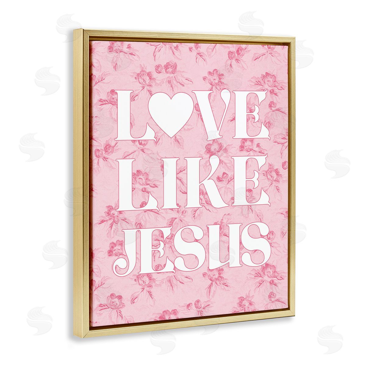 Love Like Jesus on Floral Gold Floating Frame Canvas Wall Art, Home Decor by Stupell Studio