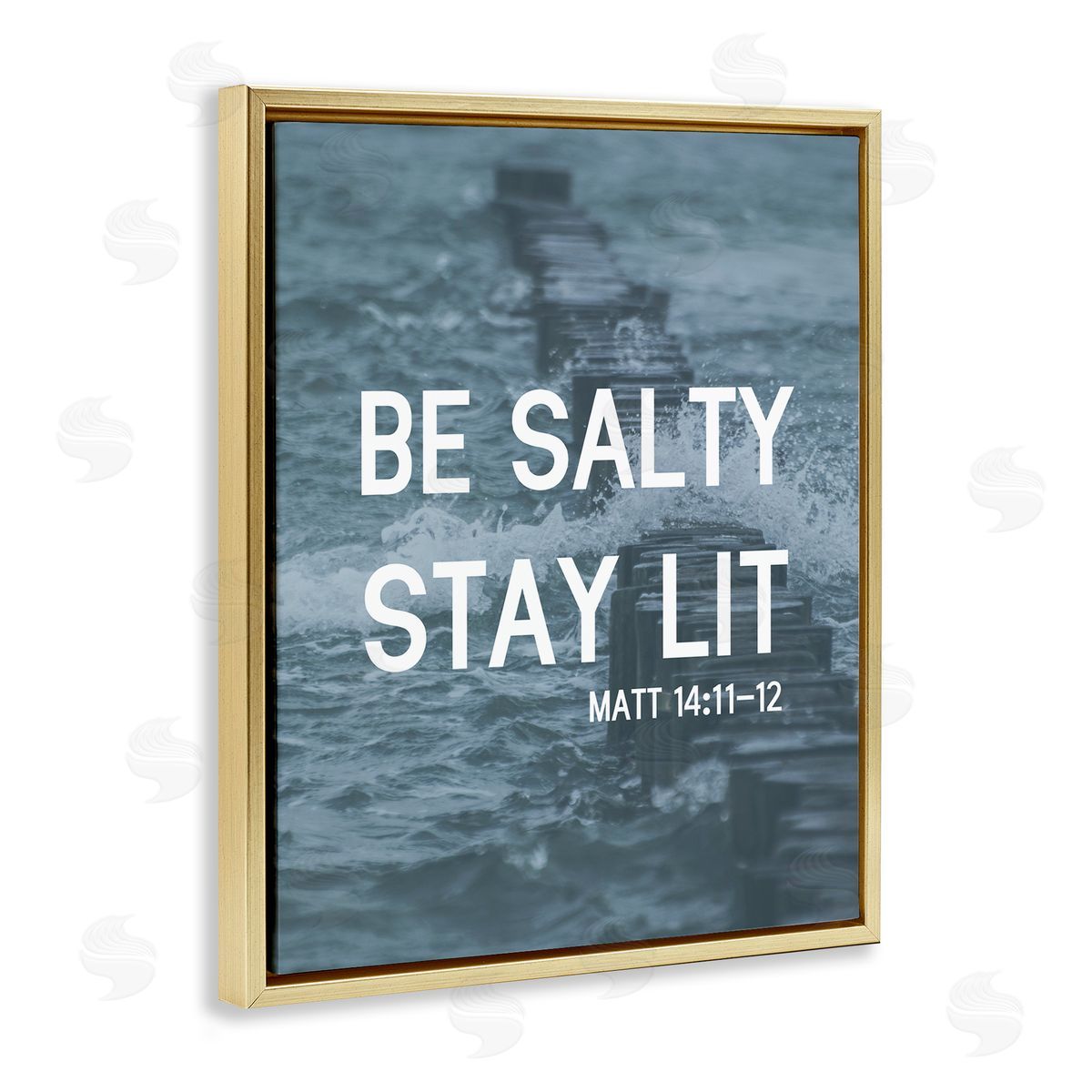 Be Salty Stay Lit Gold Floating Frame Canvas Wall Art, Home Decor by Stupell Studio