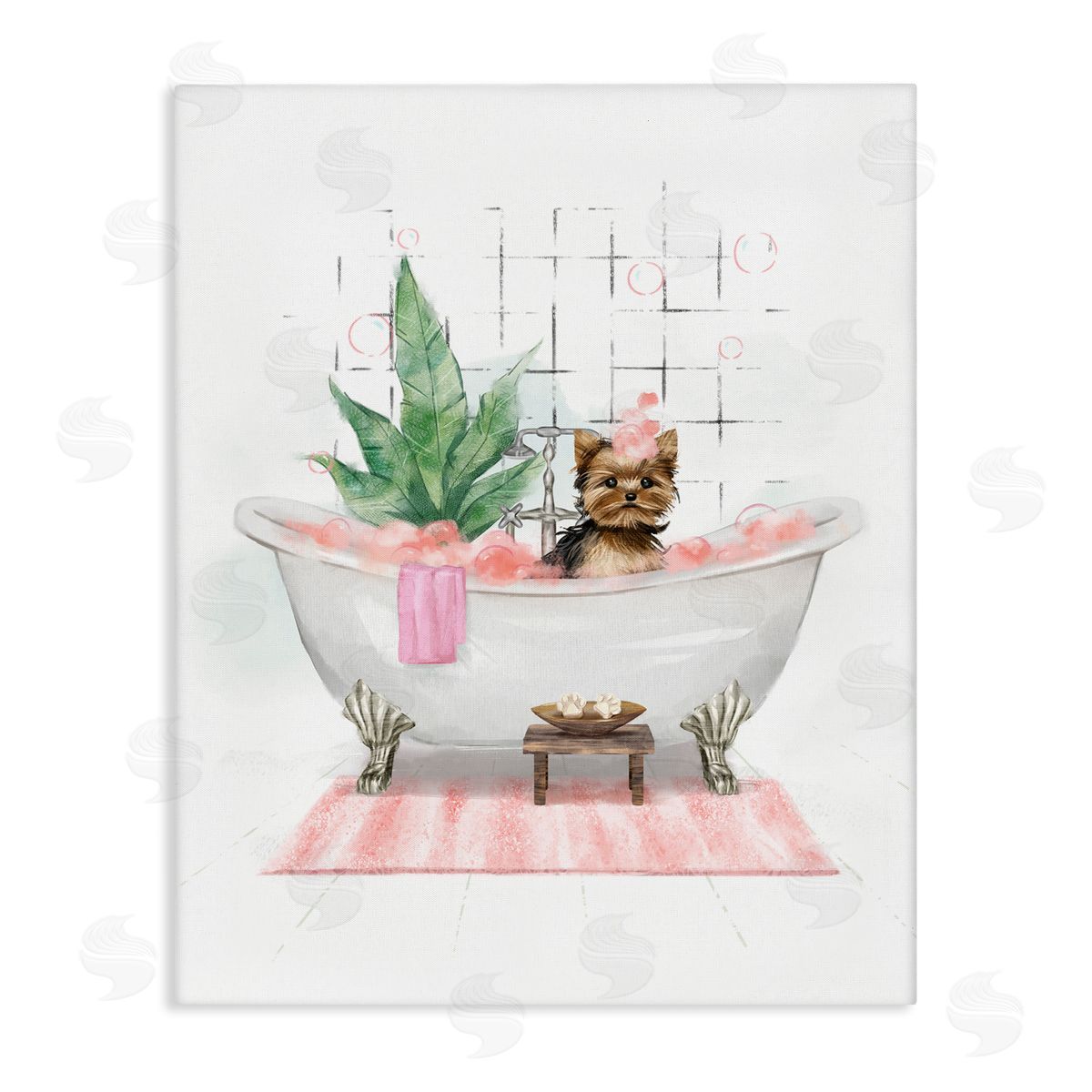 Glam Pup in Tub Canvas Wall Art, Home Decor by Ziwei Li