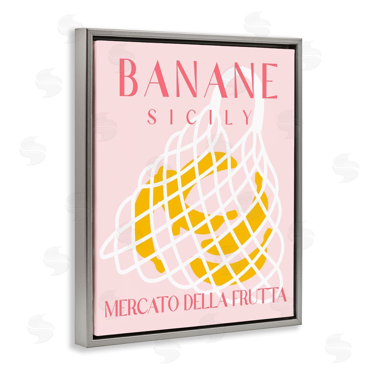 Modern Banana Fruit Market Grey Floating Frame Canvas Wall Art, Home Decor by Stupell Studio