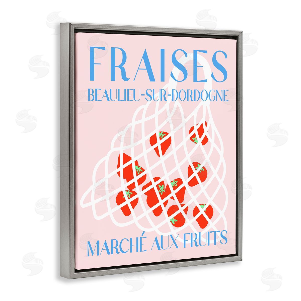 Modern Strawberry Fruit Market Grey Floating Frame Canvas Wall Art, Home Decor by Stupell Studio