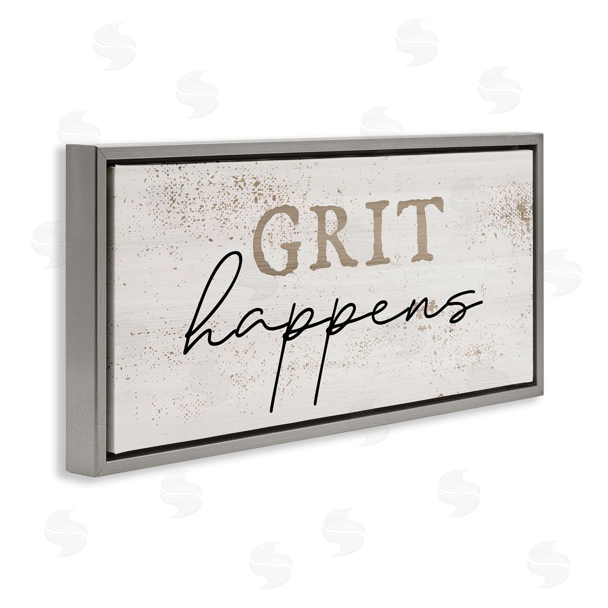 Grit Happens Motivational Grey Floating Frame Canvas Wall Art, Home Decor by Stupell Studio