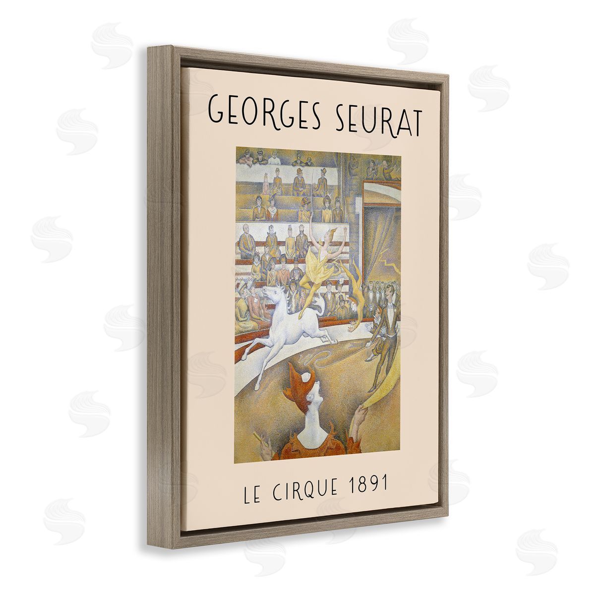 Classic Georges Seurat Brown Floating Frame Canvas Wall Art, Home Decor by Stupell Studio
