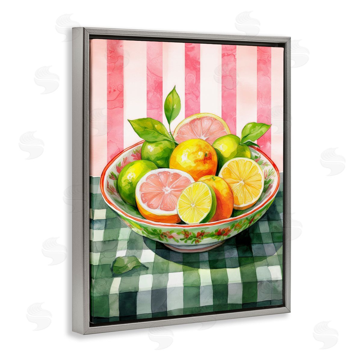 Mixed Citrus Bowl Grey Floating Frame Canvas Wall Art, Home Decor by Stupell Studio