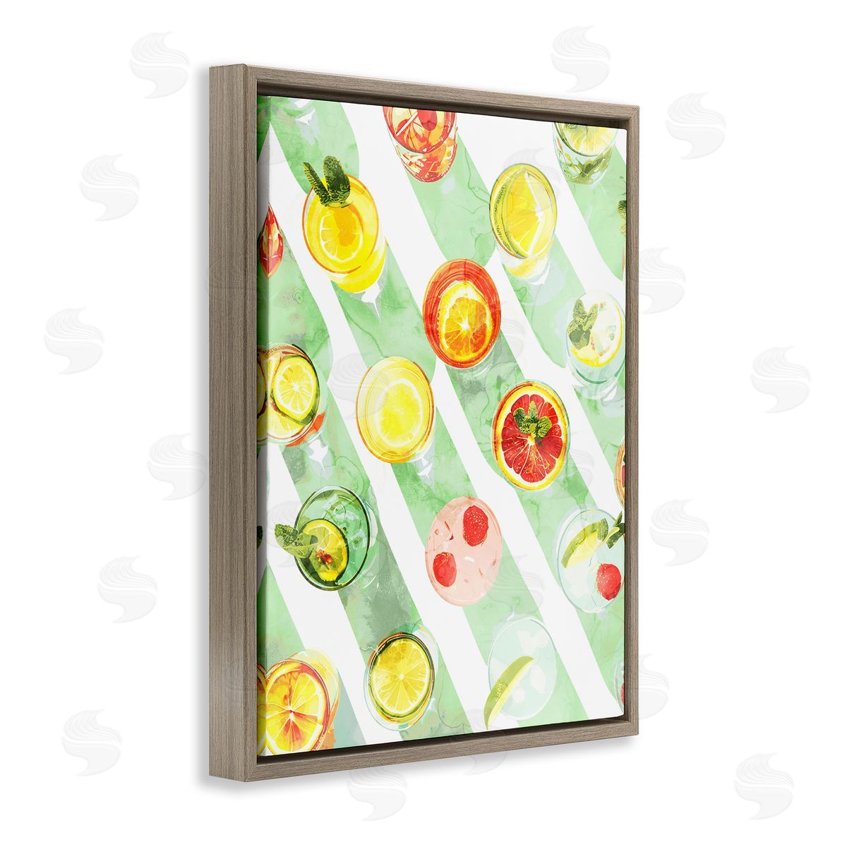 Various Cocktails Aerial View Brown Floating Frame Canvas Wall Art, Home Decor by Stupell Studio