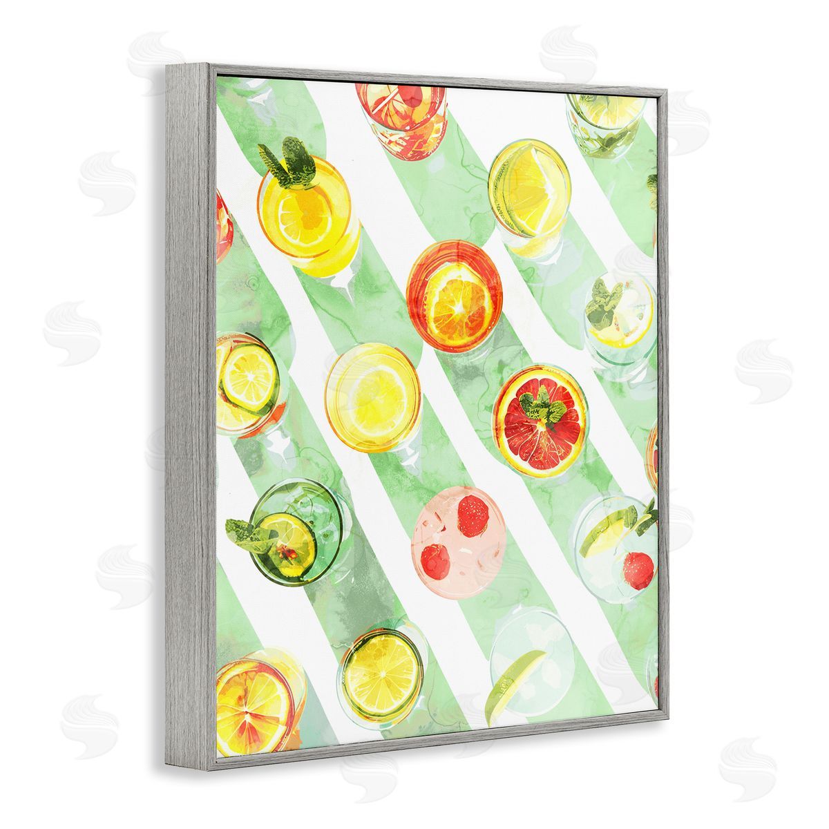 Various Cocktails Aerial View Grey Frame Print Wall Art, Home Decor by Stupell Studio