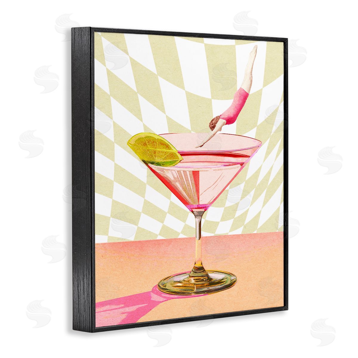 Diving into Cocktail Black Frame Print Wall Art, Home Decor by Stupell Studio