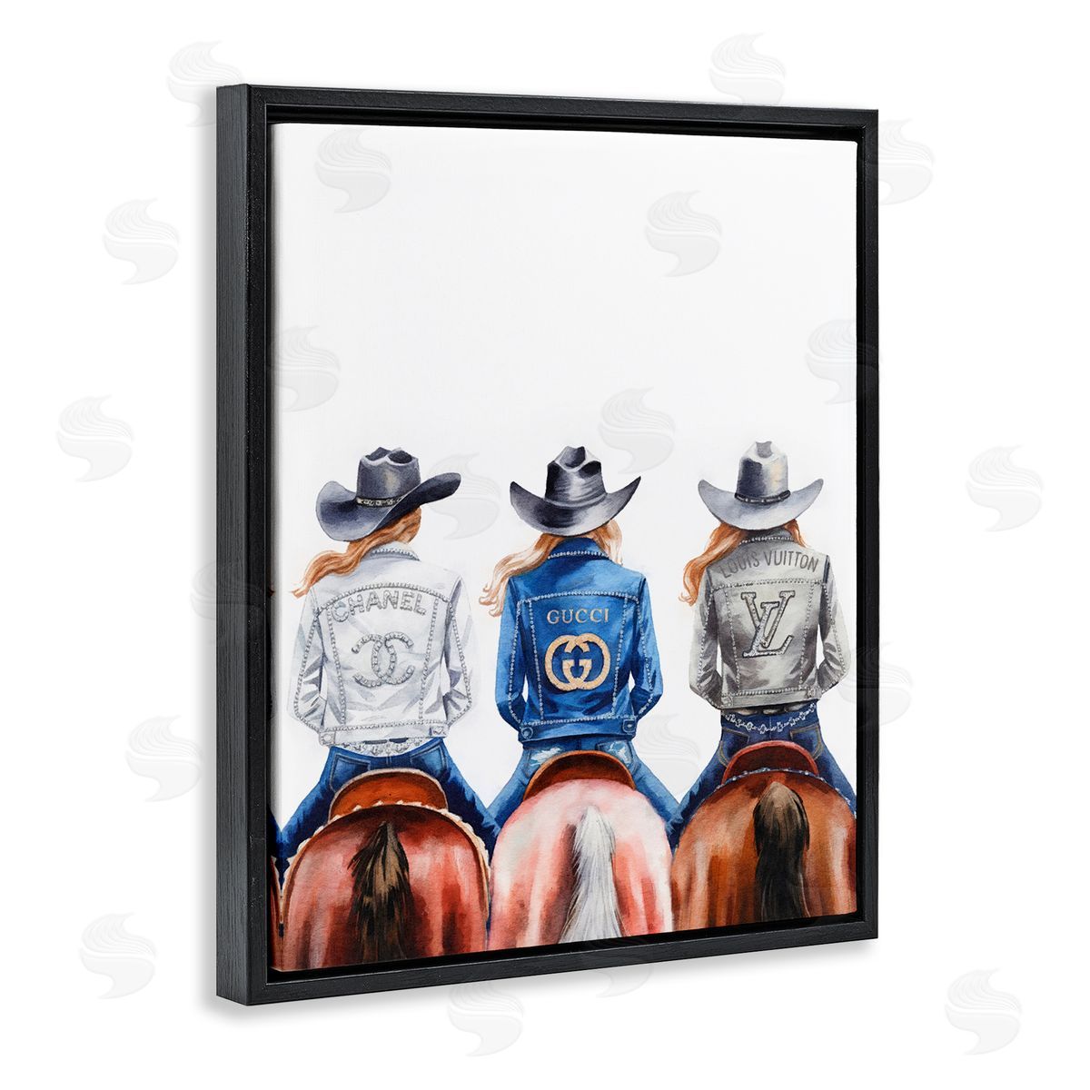 Glam Brand Cowgirls Black Floating Frame Canvas Wall Art, Home Decor by Amanda Greenwood