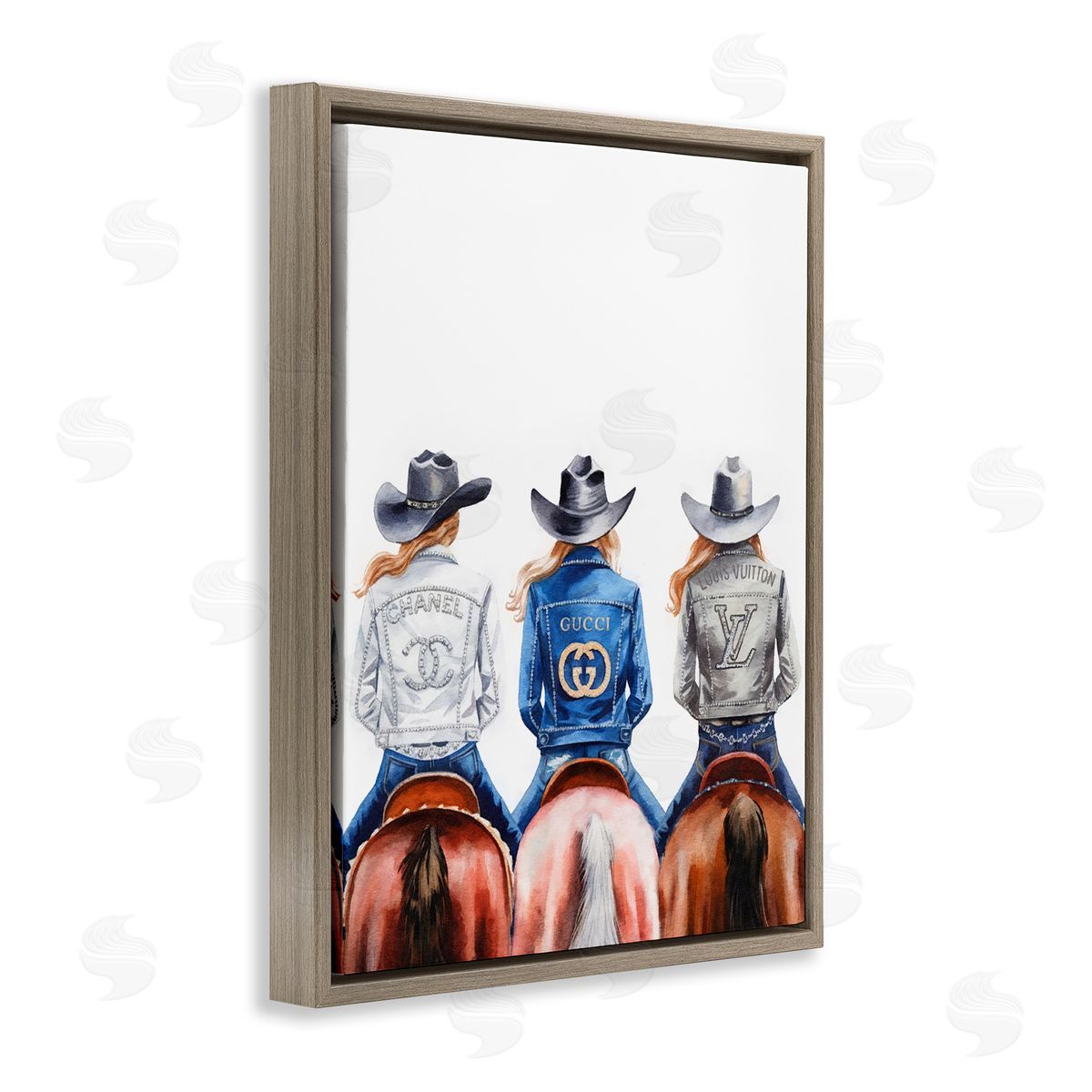 Glam Brand Cowgirls Brown Floating Frame Canvas Wall Art, Home Decor by Amanda Greenwood