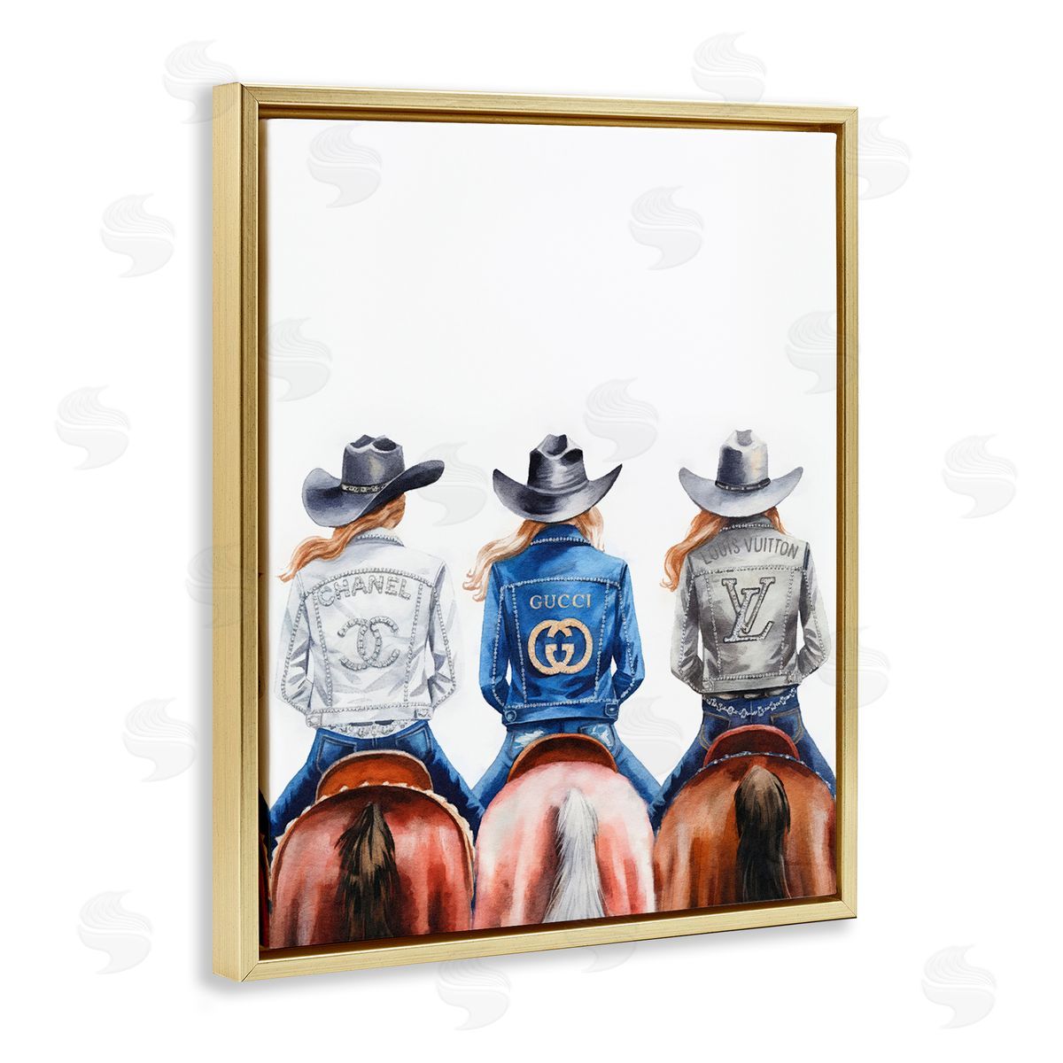 Glam Brand Cowgirls Gold Floating Frame Canvas Wall Art, Home Decor by Amanda Greenwood