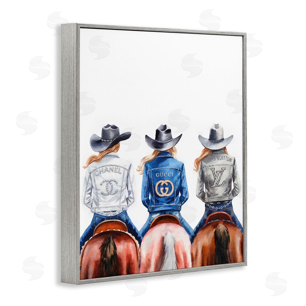 Glam Brand Cowgirls Grey Frame Print Wall Art, Home Decor by Amanda Greenwood