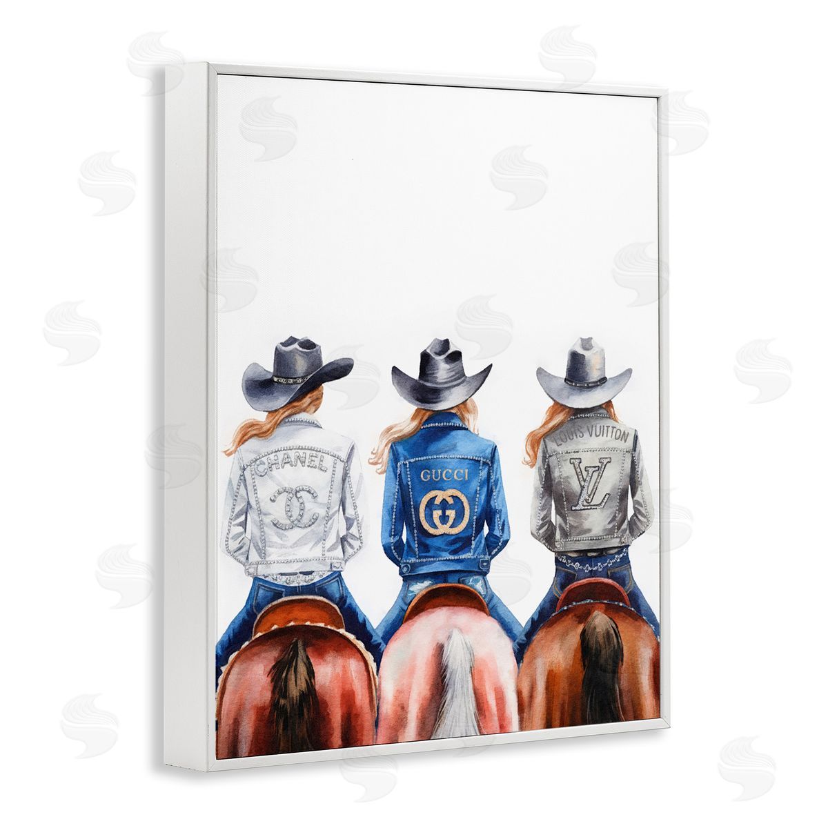 Glam Brand Cowgirls White Frame Print Wall Art, Home Decor by Amanda Greenwood