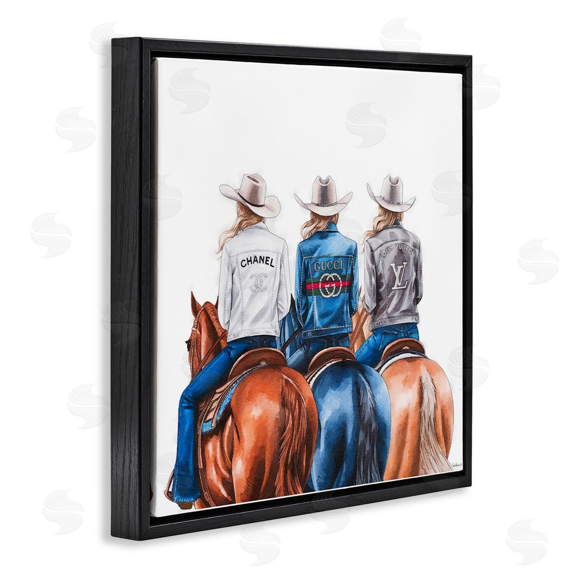 Fashion Trend Cowgirls Black Floating Frame Canvas Wall Art, Home Decor by Amanda Greenwood