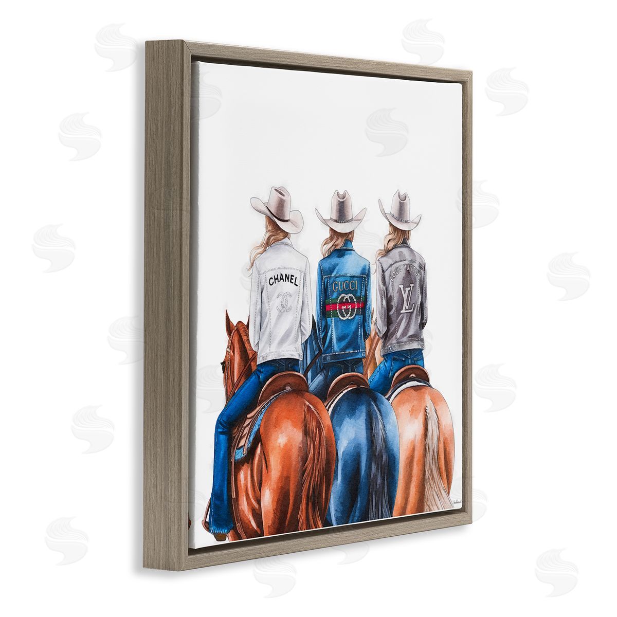 Fashion Trend Cowgirls Brown Floating Frame Canvas Wall Art, Home Decor by Amanda Greenwood