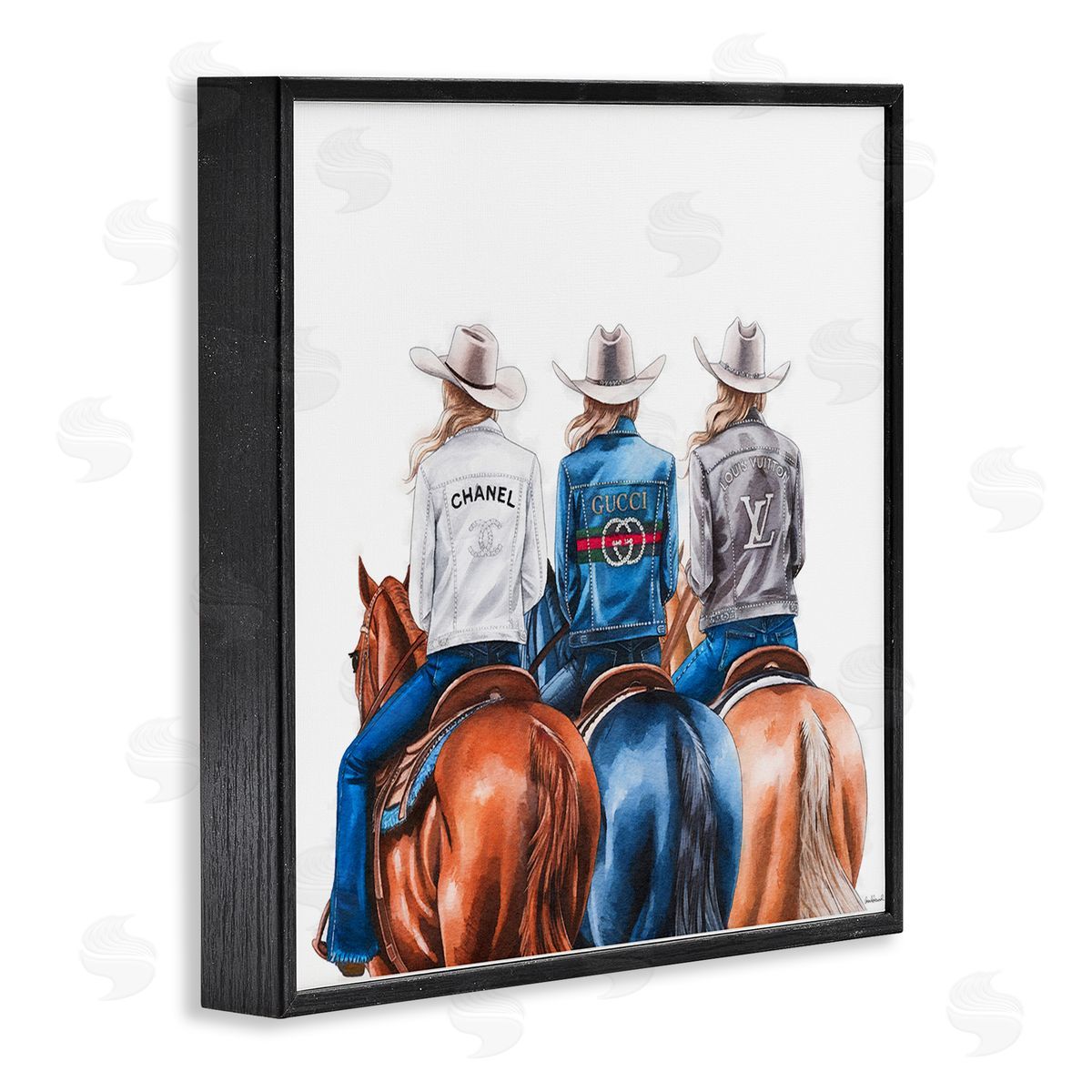 Fashion Trend Cowgirls Black Frame Print Wall Art, Home Decor by Amanda Greenwood