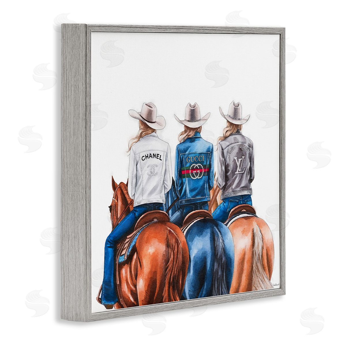 Fashion Trend Cowgirls Grey Frame Print Wall Art, Home Decor by Amanda Greenwood